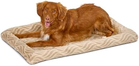 MidWest Homes for Pets QuiteTime Deluxe Wave Bolster Bed for Intermediate Dogs; Easily Machine Wash and Dry; Tan; 36"; 40236-WVTN