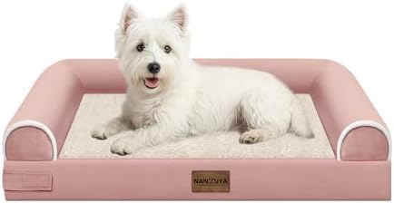 NANUYA Orthopedic Dog Bed for Medium Dogs, 28 x 19 Inch, Pink