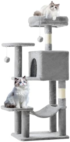 DUMOS Small 44 Inch Cat Tree Tower with Natural Sisal Scratching Posts