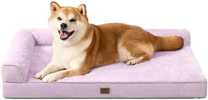 EHEYCIGA Memory Foam Dog Bed for Crate, Large Orthopedic Dog Bed, Lilac