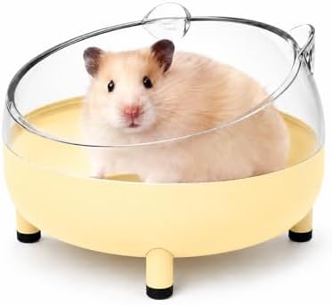 Meow&Woof Hamster Sand Bath Container, Large Sandbox Toilet Gerbil Batheoom, Tiny Chinchilla Dust Bathtub Sand Bath Box for Hamster Cage Accessories 5.2 Inch-Yellow