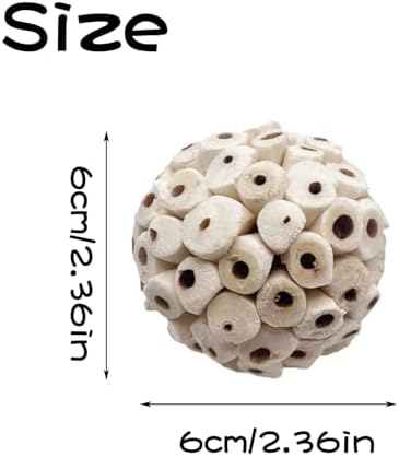 LWINGFLYER 6 Pieces Sola Atta Ball Parrot Biting Toy Bird Chew Accessories Natural Sola Plant Material for Birds, Rabbits, Hamsters and Small Pets.