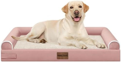 NANUYA Orthopedic Dog Bed for Large Dogs, 38 x 25 Inch, Pink