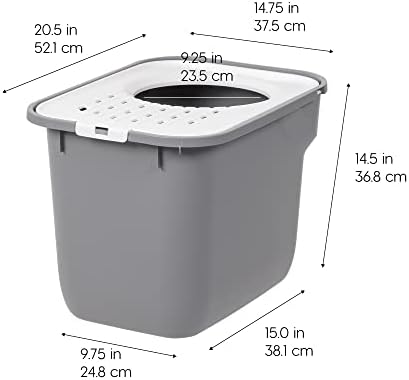 IRIS USA Square Top Entry Cat Litter Box, Kitty Litter Pan with Litter Particle Catching Cover and Privacy Walls, Gray/White (Pack of 4)