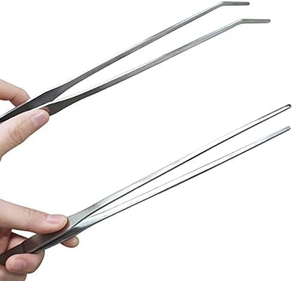 2 Pcs Feeding Tongs, Aquarium Tweezers Straight and Curved Tweezers Set