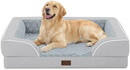 Orthopedic Washable Dog Bed for Large Dogs, 36x27in, Light Grey