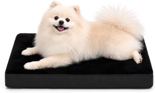 NUPIDA Waterproof Small Dog Bed for Crate with Washable Cover, 23x17, Black