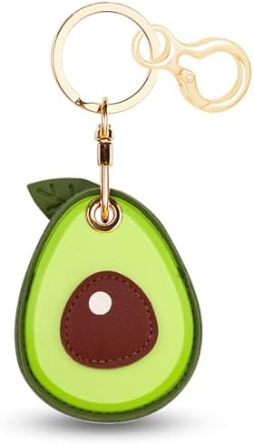 Leather Keychain for Airtag, Cute Protective Keychain Holder Compatible with Apple Air Tag,GPS Case Cover for Keys(Avocado)