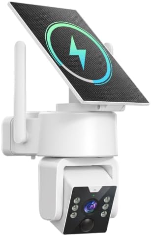 4MP Outdoor Security Cameras Solar Powered 360°PTZ, No Subscription, Local Storage, Color Night Vision, 5G & 2.4G WiFi Wireless Camera System for Home Exterior, IP66