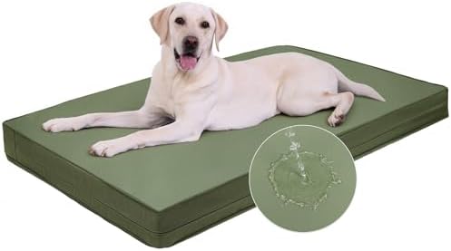 XXL Dog Bed Waterproof Washable, Wipeable Leather Large Crate Pad 48" Green