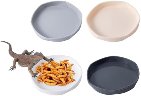 COMSUN 4 Pack Small Reptile Food Dish Bowl, Plastic Worm Water Dish Plate