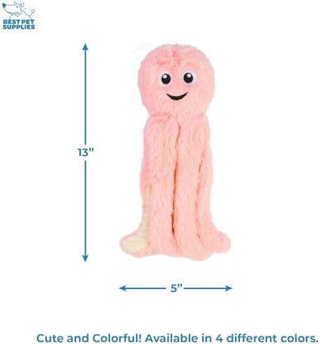 Best Pet Supplies Interactive Squeaky Dog Chew Toy, Ideal Dog Toys for Chewers, Small, Medium & Large Dogs, and Fetch Lovers - Octomutant (Pink), Large