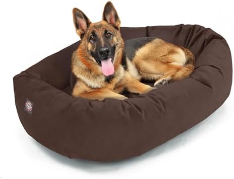 Majestic Pet 52 Inch Suede Calming Dog Bed Washable – Cozy Soft Round Dog Bed w/Spine Support for Dogs to Rest Head - Fluffy Donut Dog Bed 52x35x11 (Inch) - Round Pet Bed X- Large – Chocolate (2025)