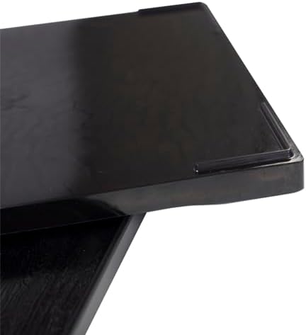 OMEM Reptile Bowl Large Food and Water Dish Enough Space Also Fit for Bath Simulated Wood Grain Surface (L, Black)