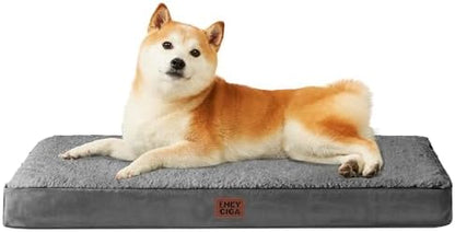 EHEYCIGA Orthopedic Dog Bed Large with Removable Washable Cover, 35IN Grey