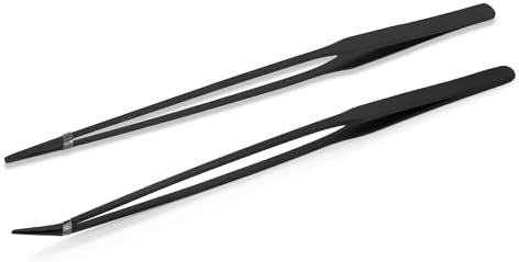 Mandala Crafts Black 15 Inches Straight Curved Fish Tanks Aquarium Tweezers