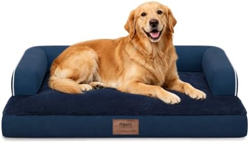 MEKIY Orthopedic Washable Dog Bed with Bolster for Medium to Large Dogs