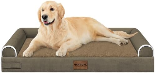 NANUYA Orthopedic Dog Bed for Large Dogs, 36 x 27 Inch, Brown