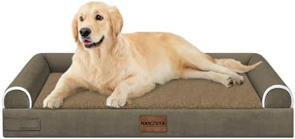 NANUYA Orthopedic Dog Bed for Large Dogs, 36 x 27 Inch, Brown