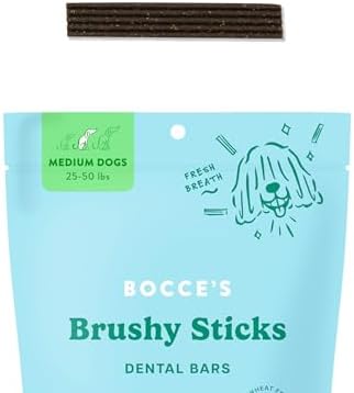 Bocce's Bakery Brushy Sticks Dog Dental Treats, Medium Breeds (2 Pack)