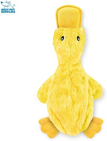 Best Pet Supplies Interactive Squeaky Dog Chew Toy, Ideal Dog Toys for Chewers, Small, Medium & Large Dogs, and Fetch Lovers - Crinkle Duck (Yellow, Purple & Turquoise), Large