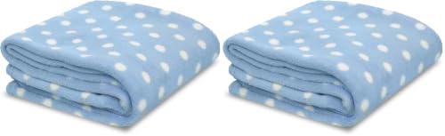 Little Starter Plush Toddler Blanket, Blue Dot (Pack of 2)