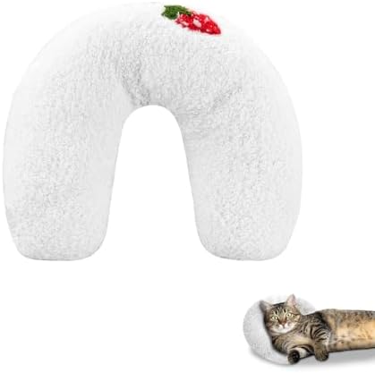 Andiker Pillows for Cats, U Shape Soft Fluffy Kitten Pillow to Lay On Cat Bed Pillow Ultra Soft Pet Pillow for Kittens Fluffy Cat Pillows for Indoor Cats and Puppies to Improve Sleep Quality (White)