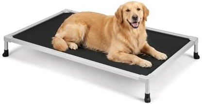 Veehoo Chew Proof Elevated Dog Bed, Silver Aluminum Dog Cot, Pre-Assembled