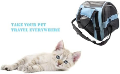 ZaneSun Cat Carrier,Soft-Sided Pet Travel Carrier for Cats,Dogs Puppy Comfort Portable Foldable Pet Bag Airline Approved (Medium-Blue)