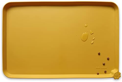 Hoki Found L Silicone Non Slip Pet Feeding Mats - Waterproof Dog Cat Food and Water Mats for Carpet - Honey