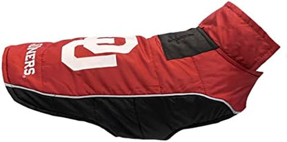 Pets First Collegiate Oklahoma Sooners Puffer Vest for Dogs & Cats. Size Large. Warm, Cozy, and Waterproof Dog Coat, for Small and Large Dogs/Cats.