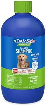 ADAMS Plus Botanicals Flea & Tick Shampoo with Precor for Dogs, Cats, Puppies & Kittens, Flea Shampoo to Treat Infestations, Kills Eggs & Lice, Cleans and Conditions Coat, Plant-Based, 16 Ounces