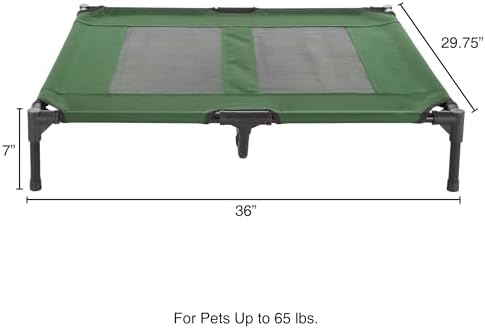 Elevated Dog Bed – 36x29.75 Portable Bed for Pets with Non-Slip Feet – Indoor/Outdoor Dog Cot or Puppy Bed for Pets up to 80lbs by Petmaker (Green)