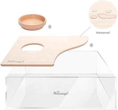 Niteangel Animal Sand-Bath Box: - Acrylic Critter's Sand Bath Shower Room & Digging Sand Container for Hamsters Mice Lemming Gerbils or Other Small Pets (Rectangle, Burlywood)
