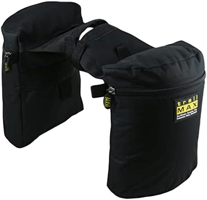 TrailMax Horse Horn Bags for Trail Riding – Medium & Large Western Saddle Horn Bags for Horses & Mules, Insulated Trail Gear with Secure Fit & Grab-and-Go Liners, Large, Black