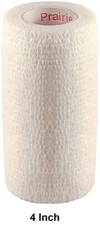 2 Pack Premium Vet Wrap - Self Adhesive Bandage Wrap & Athletic Tape - 4" x 5 Yards Elastic & Self-Sticking Cohesive Bandage for Pets, Sports, Wrists & Ankles - White by Prairie Horse Supply