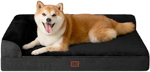 EHEYCIGA Memory Foam Dog Bed Large Size Dogs, Orthopedic Dog Bed Large with Washable Removable Cover, Waterproof Pet Sofa Couch with Nonskid Bottom, 36x27x6, Black