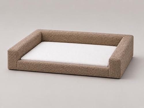 Mini Cloud Bed - Removable and Washable Covers - Upholstered Minimalist Modern Luxury - Toddler Baby Pet Dog Cat Nursery (Taupe Boucle, Large)