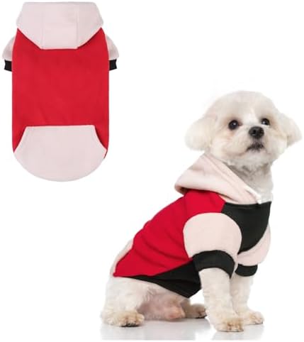 BEAUTYZOO Fleece Dog Hoodie Sweatershirt with Pocket and Leash Hole, Stretchy Small Medium Large Sized Dogs Clothes for Fall Winter Cold Days, Color Designer Warm Dog Jackets,French Bulldog Coats