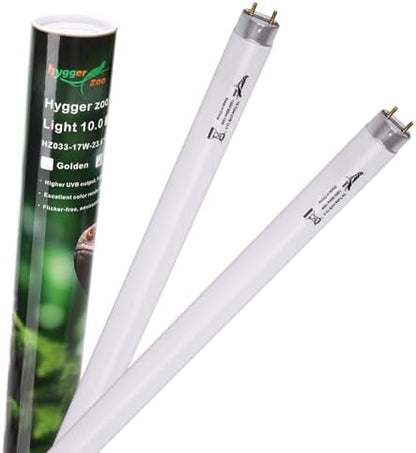 2-Pack UVB Reptile Light 10.0 Bulb 17W T8 Fluorescent Desert Lamp UVA for Bearded Dragon Tortoise Reptile & Amphibian