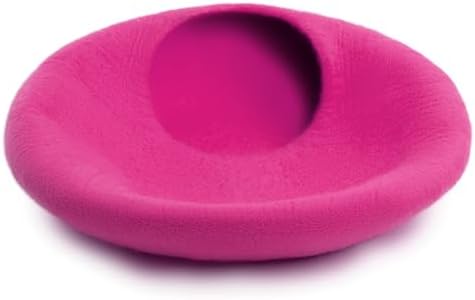 Woolygon Premium Felt Cat Cave Bed – Wool Kitty Beds Handcrafted Kitten Caves Bed for Indoor Cats - Made from Merino Wool, Foldable Cat Hideaway Covered Cat House Pod (Pink Plain)