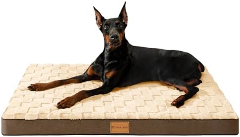 Patas Lague Orthopedic Large Dog Bed Washable Pet Crate Mat 56''X40'' Camel