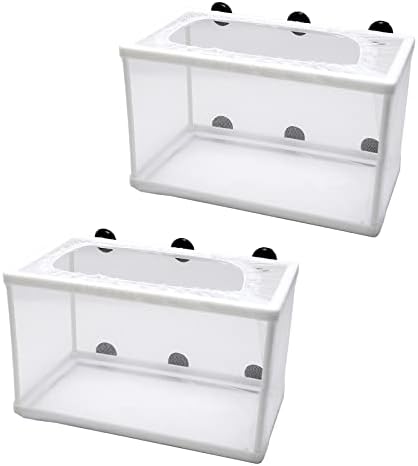 Anxingo 2 Pack Fish Tank Breeder Net,Fish Isolation Breeding Hatching Box, Plastic Frame Hatching Box Separation Net Breeding Box with Suction Cup for Aquarium