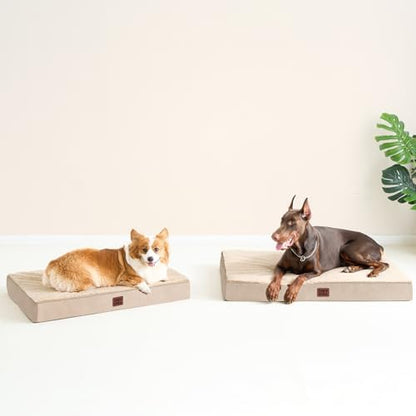 EHEYCIGA Orthopedic Dog Bed Large with Removable Washable Cover, 44IN Khaki