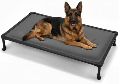 Veehoo Chew Proof Elevated Dog Bed, Padded Indestructible Raised Dog Cot