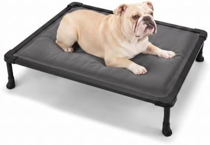 Veehoo Chew Proof Elevated Dog Bed, Padded Indestructible Raised Dog Cot