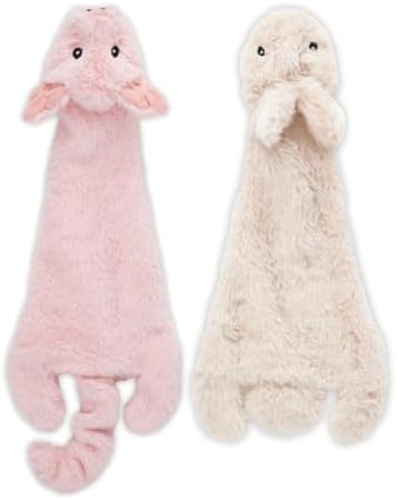 Best Pet Supplies 2-in-1 Stuffless Squeaky Dog Toy - Hare, Pig, Small