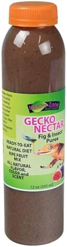 Nature Zone Gecko Food - Fig & Insect Nectar Puree, 12 oz, for Crested Geckos, Gargoyle Geckos, Day Geckos & Other Fruit Eating Geckos