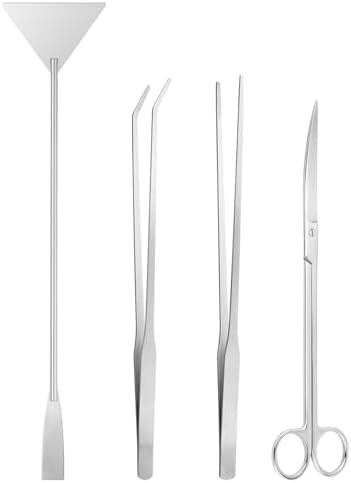 Ohtomber 4PCS Aquascape Tool Aquarium Kit with Tweezers Scissors Scraper
