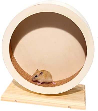 antiai Hamster Wooden Silent Wheel, Small Animal Exercise Wheel Accessories, Quiet Spinner Hamster Running Wheels Toys for Hamsters,Guinea Pig, Gerbils, Mice and Other Small Pets,8.2' Medium Size